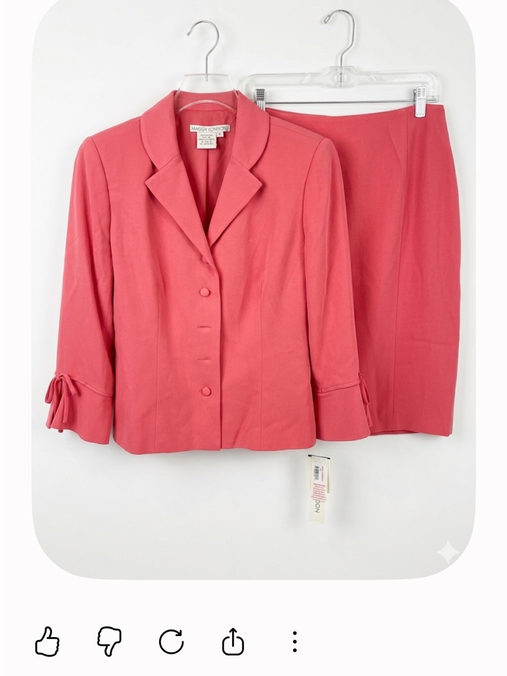 Maggy London 2 pc suit Pink Tailored Button Jacket nwt 100% silk